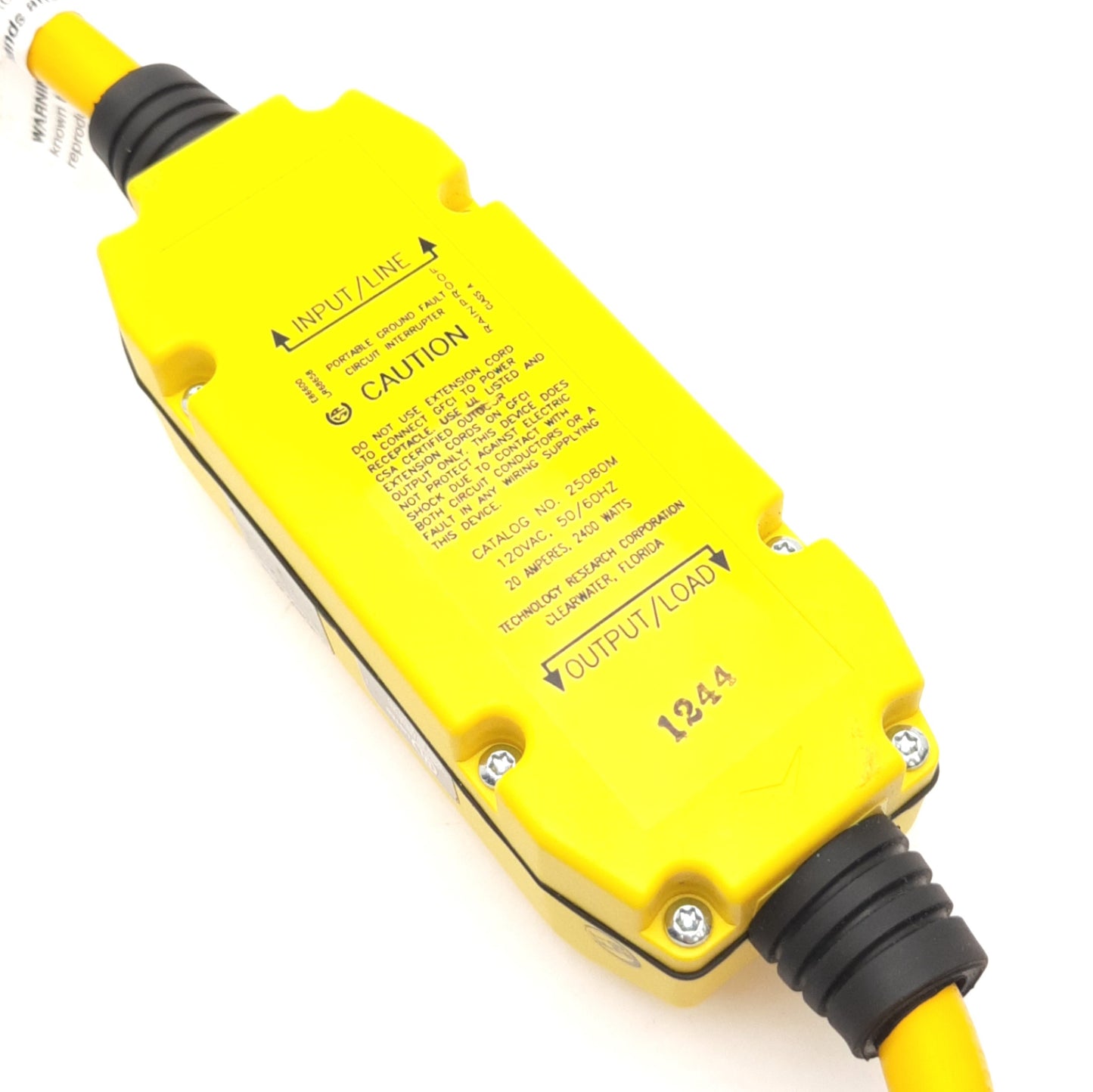 Used TRC 25080-136 Manual Reset GFCI Inline Cord, 2 Feet, L5-20 Male to Female