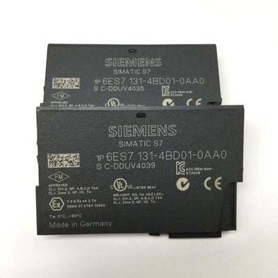 Used Lot of 2 Siemens 6ES7 131-4BD01-0AA0 Simatic S7 Digital Input Module 24VDC, 4-CH
