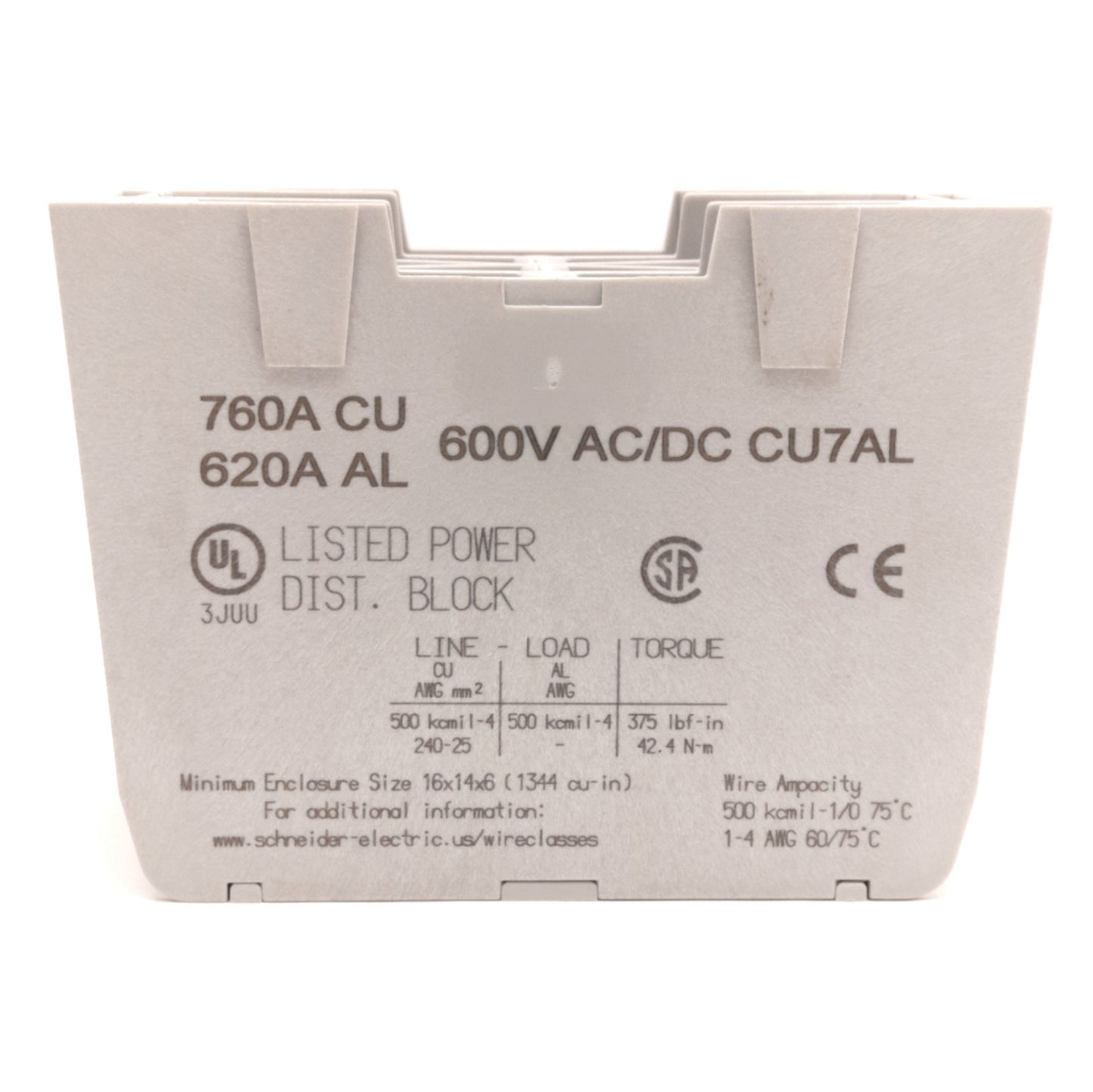 New – Open box Schneider Electric NYSEBAP27622 Power Distribution Block, 760A 600V Max