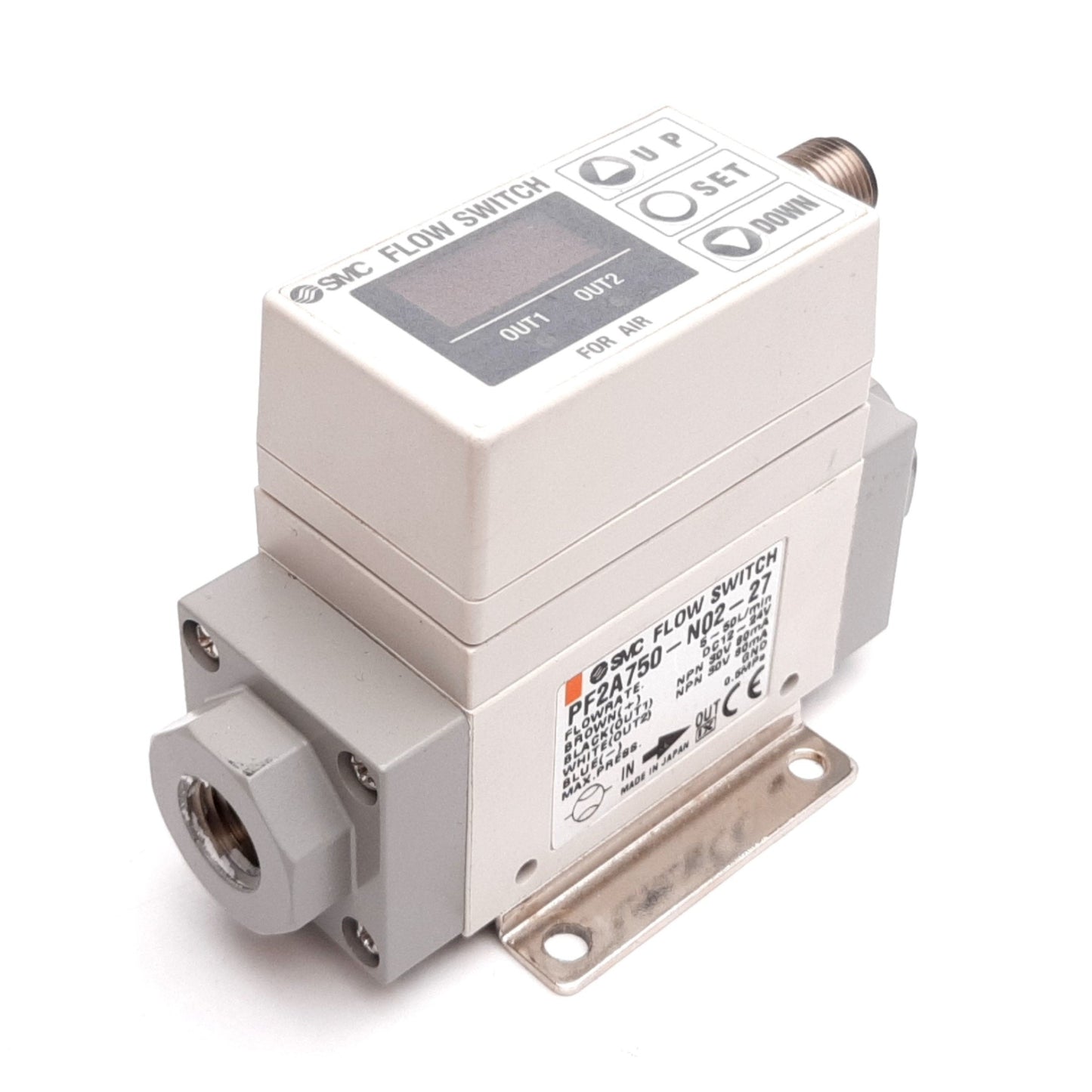 Used SMC PF2A750-N02-27 Digital Air Flow Switch, Flow Rate: 5-50L/min, 12-24VDC