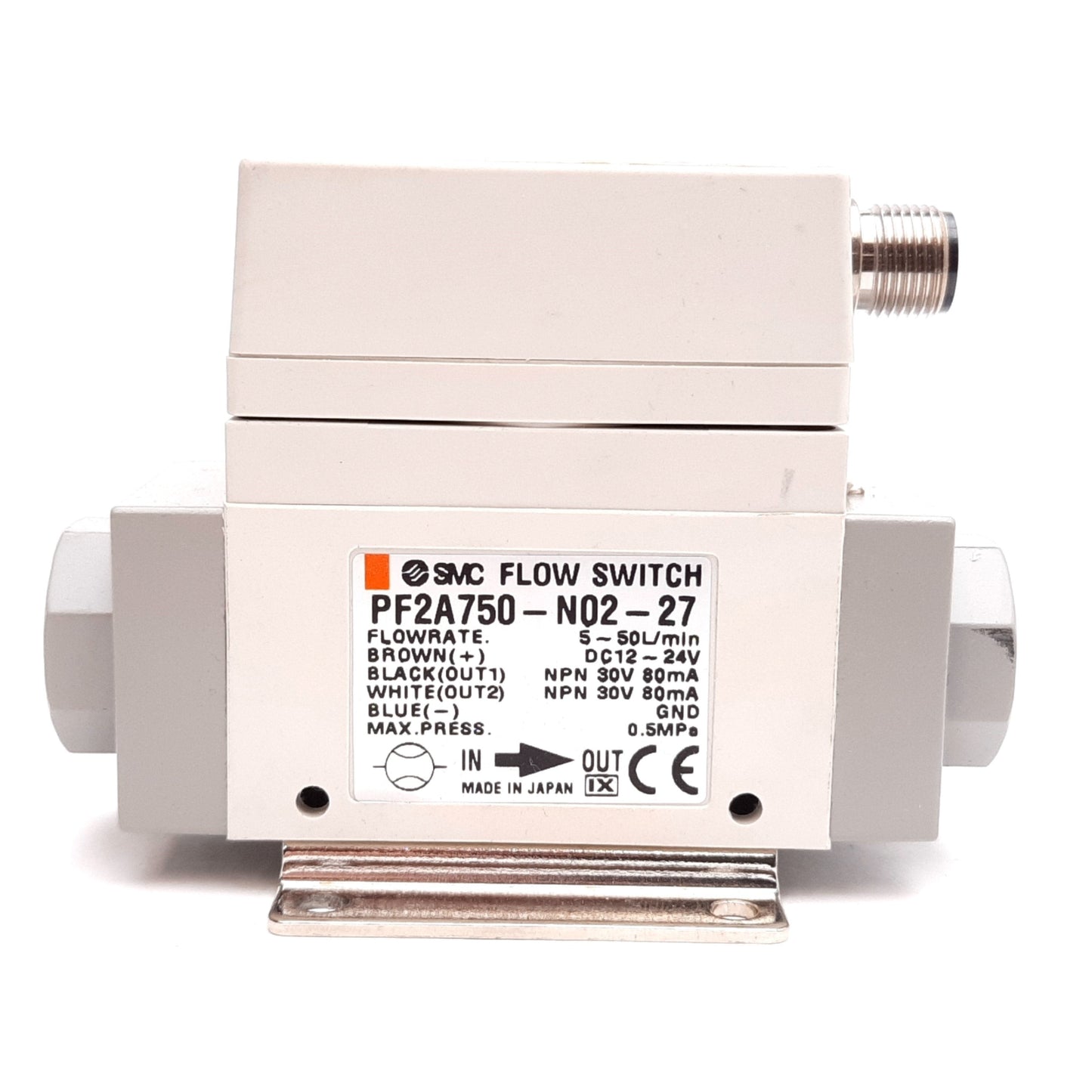 Used SMC PF2A750-N02-27 Digital Air Flow Switch, Flow Rate: 5-50L/min, 12-24VDC