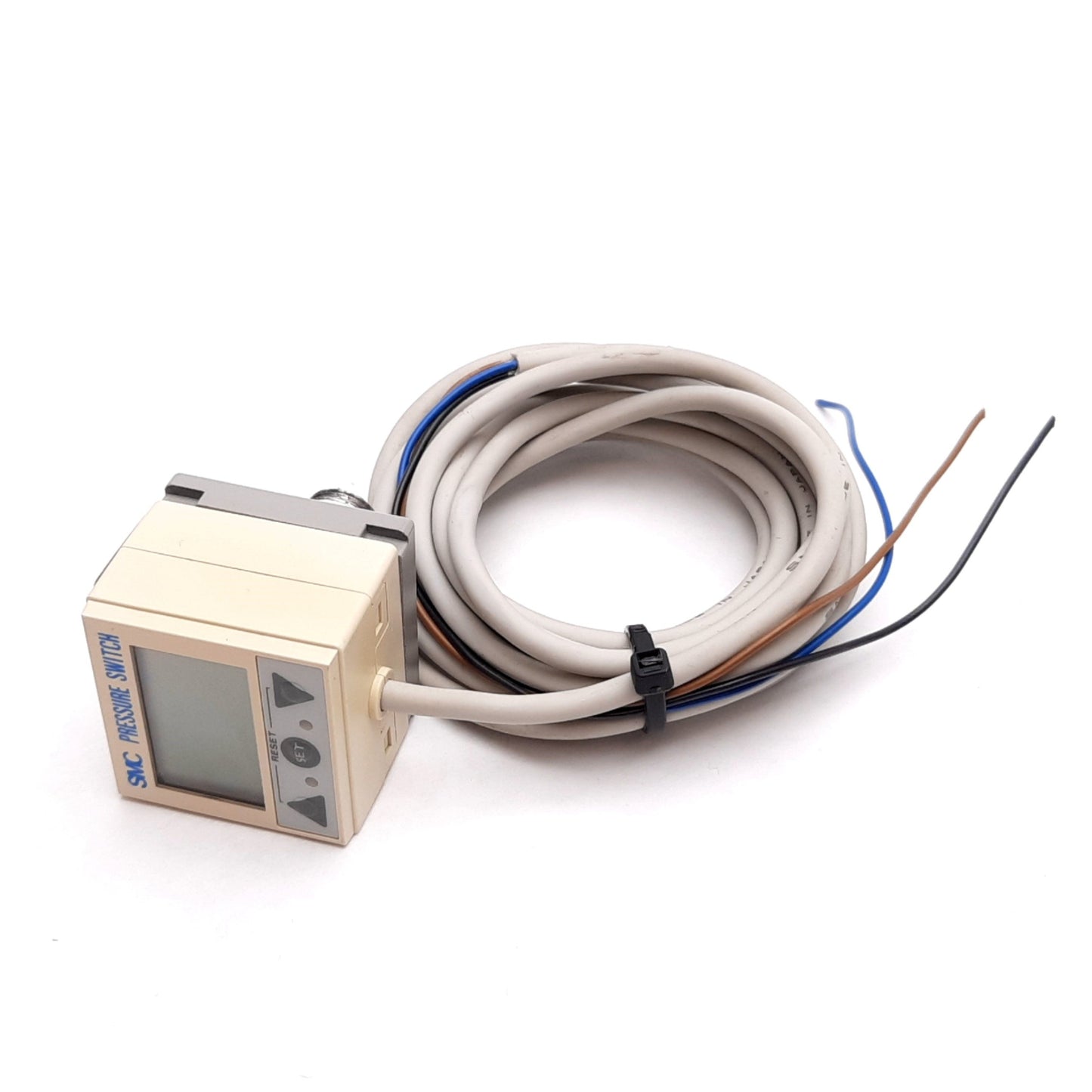Used SMC ISE4B-T1-25 Digital Pressure Switch, 12-24VDC, NPN, 12-24VDC, 1/8" NPT
