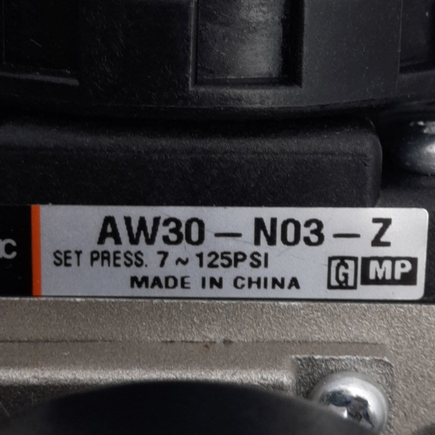 Used SMC AW30-N03-Z Pneumatic Filter Regulator, Set: 7-125psi, 3/8" NPT, 160psi Gauge