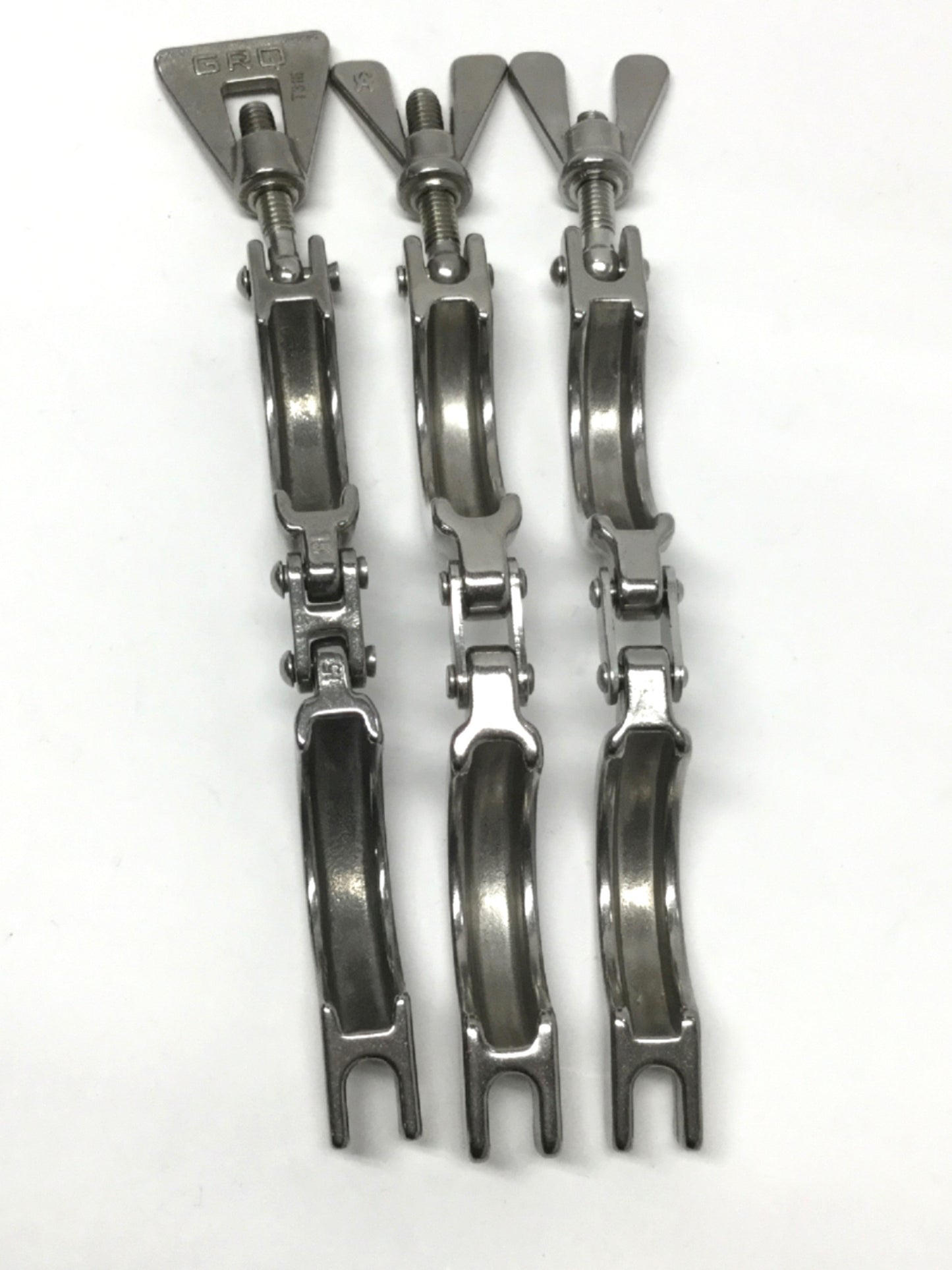 Used Lot of 3 Stainless Steel Double Pin Hinged Sanitary Tri-Clamp Fittings 1.5"