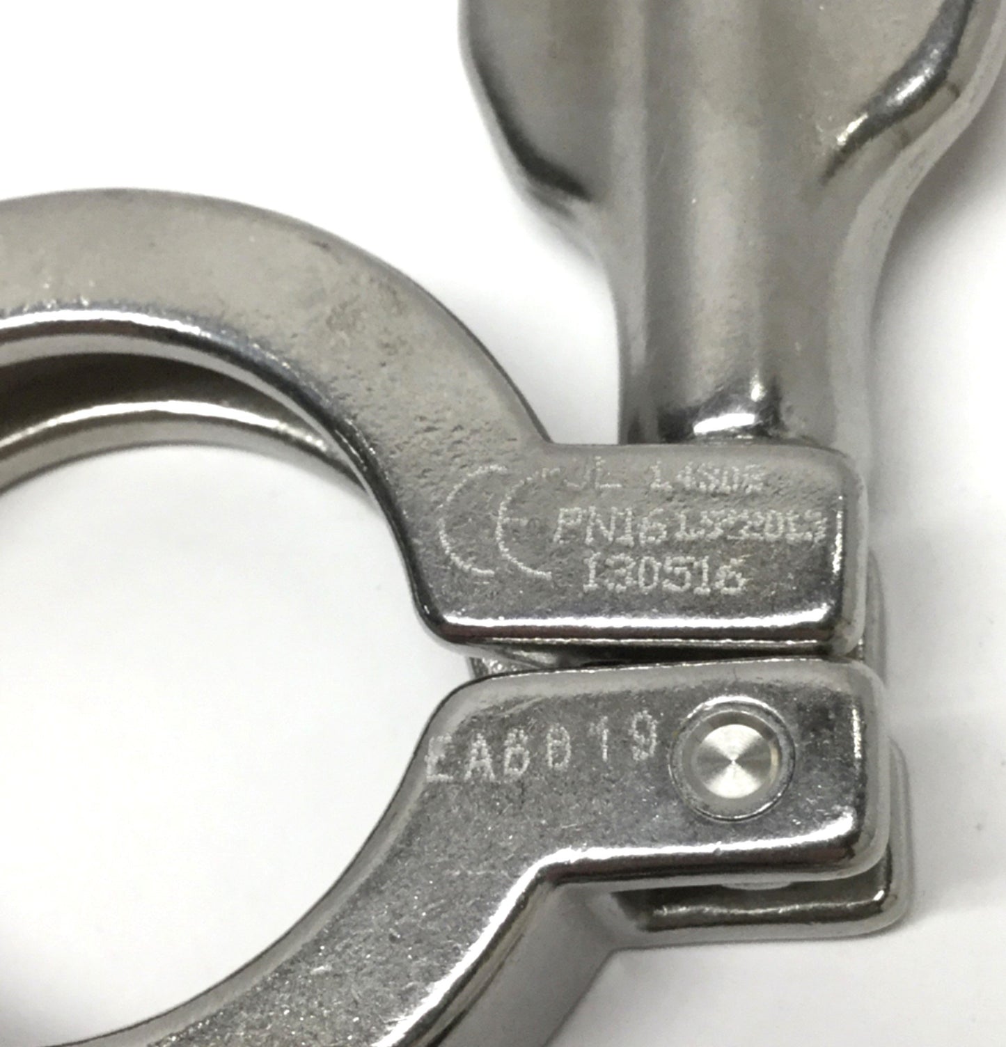 Used Lot of 4 Stainless Steel Double Pin Hinged Sanitary Tri-Clamp Fittings 1.5"