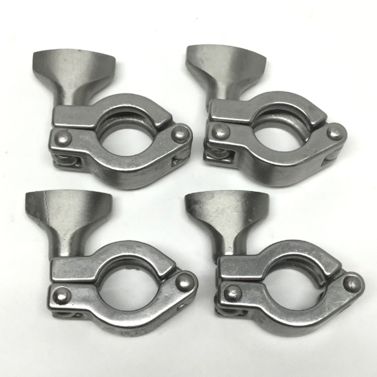 Used Lot of 4 Tri-Clover Stainless Steel Heavy Duty Sanitary Tri-Clamp Fittings 3/4"