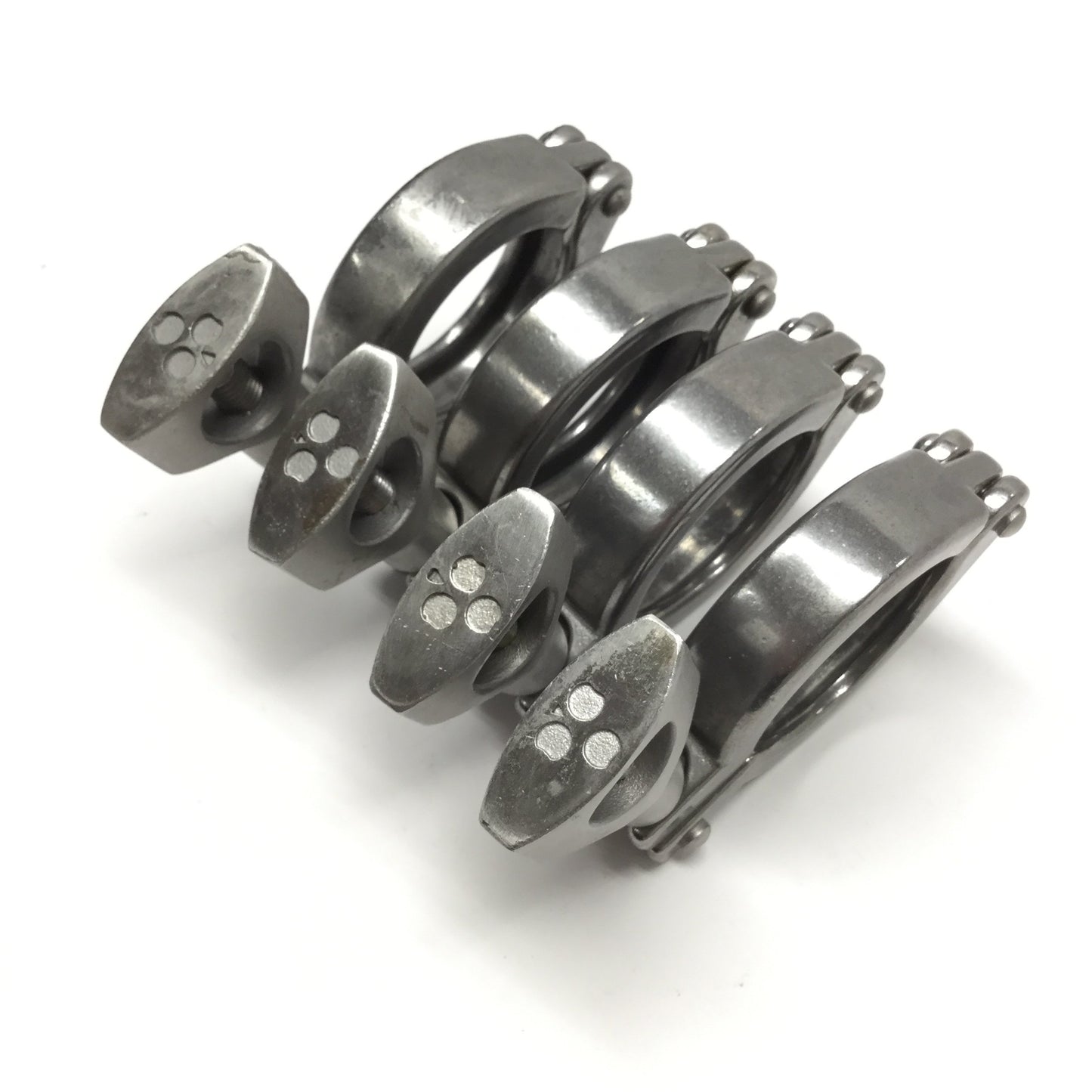 Used Lot of 4 Tri-Clover Stainless Steel Heavy Duty Sanitary Tri-Clamp Fittings 1.5"