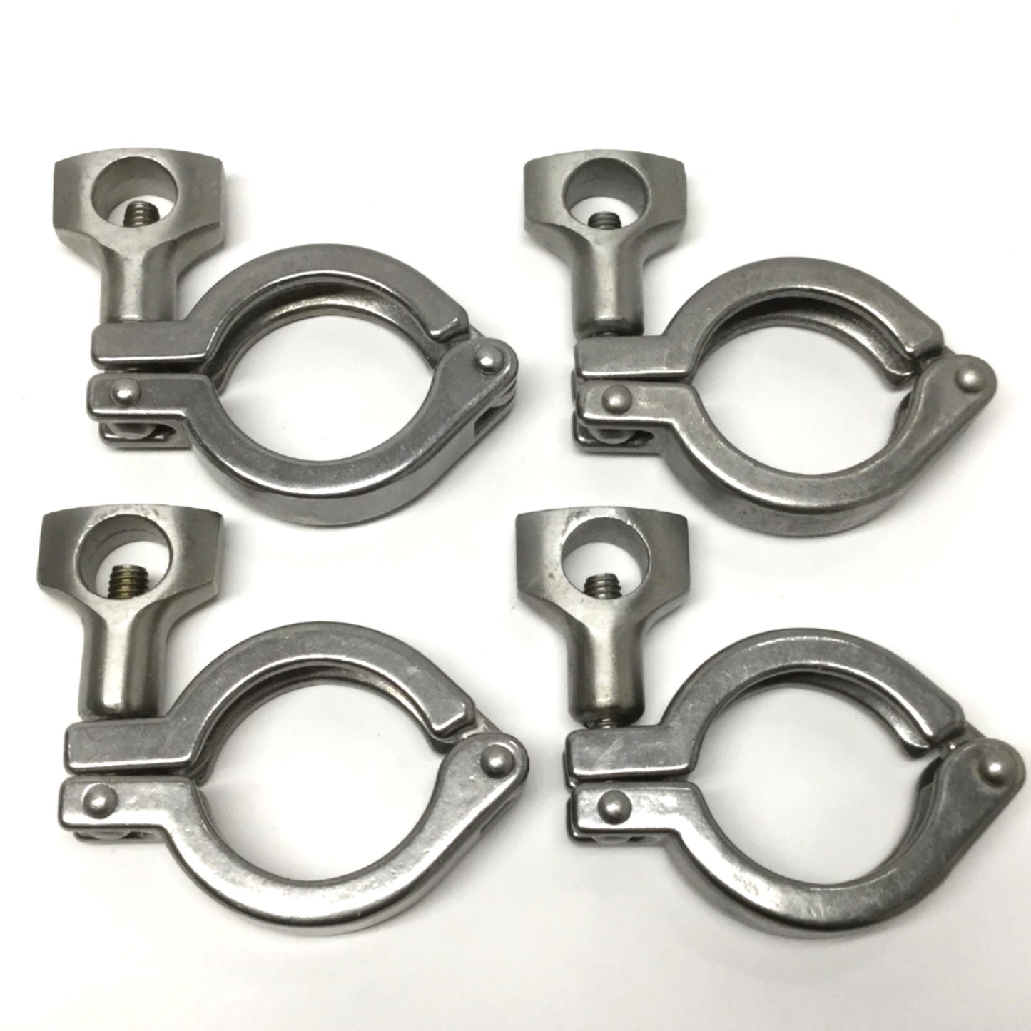 Used Lot of 4 Tri-Clover Stainless Steel Heavy Duty Sanitary Tri-Clamp Fittings 1.5"