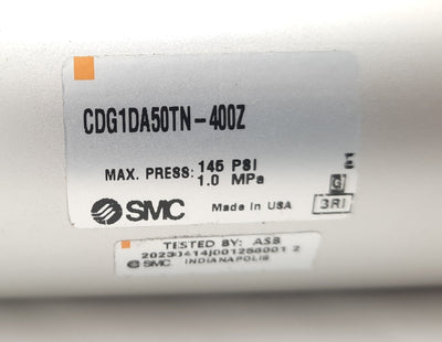New SMC CDG1DA50TN-40Z Round Body Cylinder 50mm Bore, 400mm Stroke, 145Psi