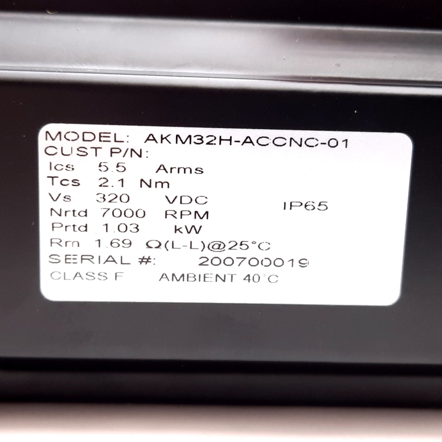 New Kollmorgen AKM32H-ACCNC-01 Servo Motor, 1.03kW, 320VDC, 7000RPM, Shaft: 14mm