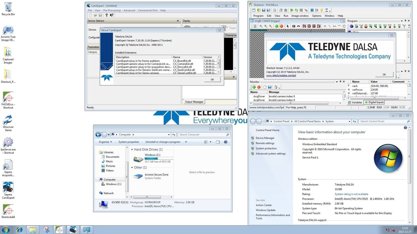 Used Teledyne DALSA GEVA300-4 Vision System Controller, Sherlock Ver:7.2.2.0, 64-Bit