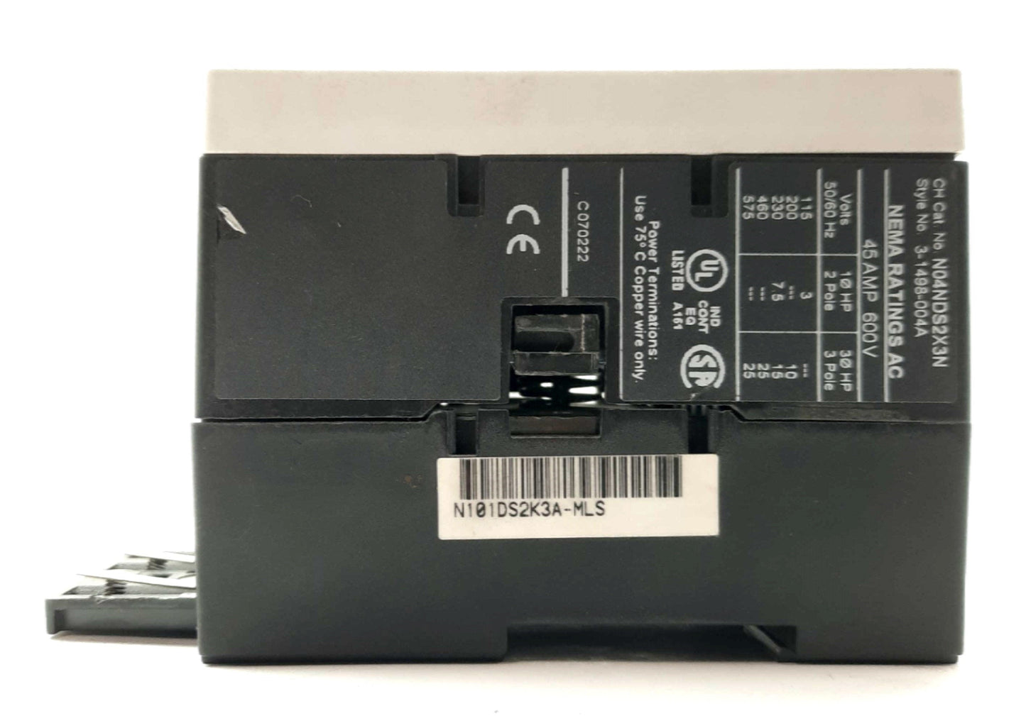 Used EATON Cutler-Hammer N04NDS2X3N NEMA Contactor, Size 2, 3-Pole, 45A 600V, 24VDC