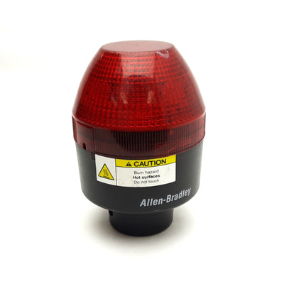 Used Allen Bradly 855BS-N45SL4 Red Beacon, Steady/Flashing, 90mm, 120-240V, 1/2" NPT