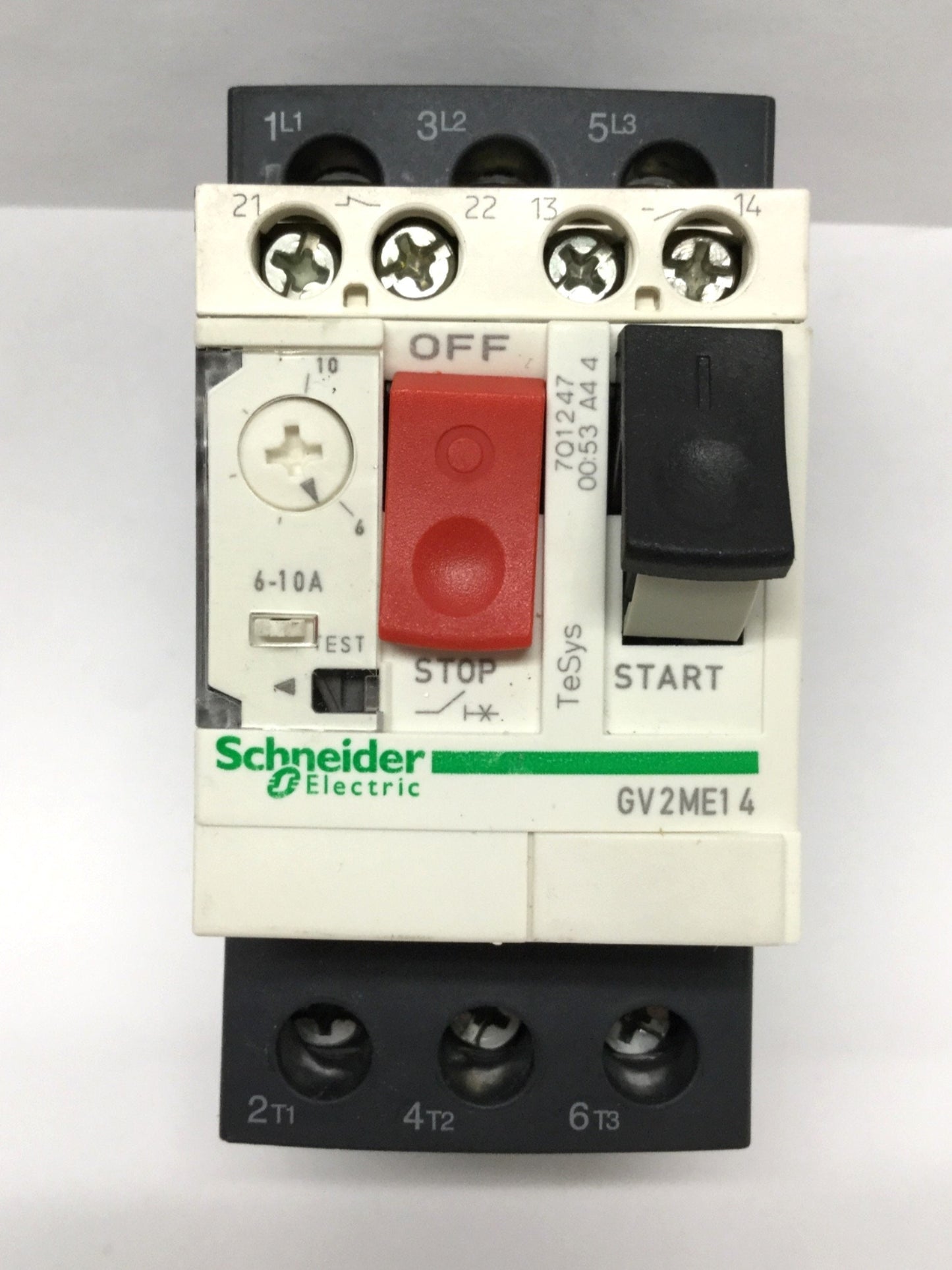 Used Schneider GV2ME14 TeSys 3-Pole Manual Motor Starter Circuit Breaker 6-10A