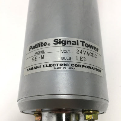 Used Patlite SE-102N Stack Light LED Signal Tower 24V AC/DC Red Lens, 12" Post