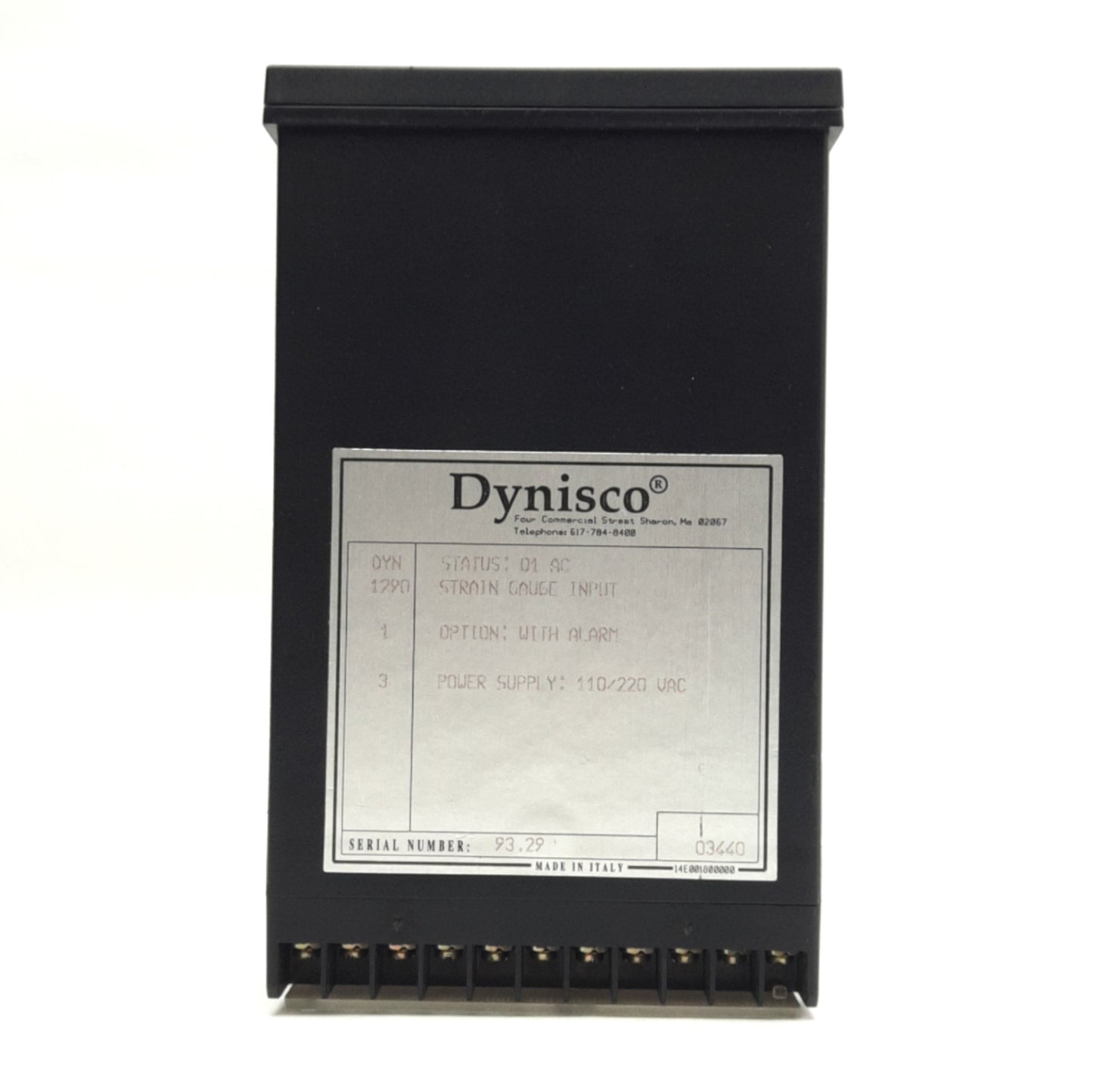 Used Dynisco 1290-1-3 Strain Gauge Input Indicator Dual Alarm 2-SPST, 110/220VAC 0.6A
