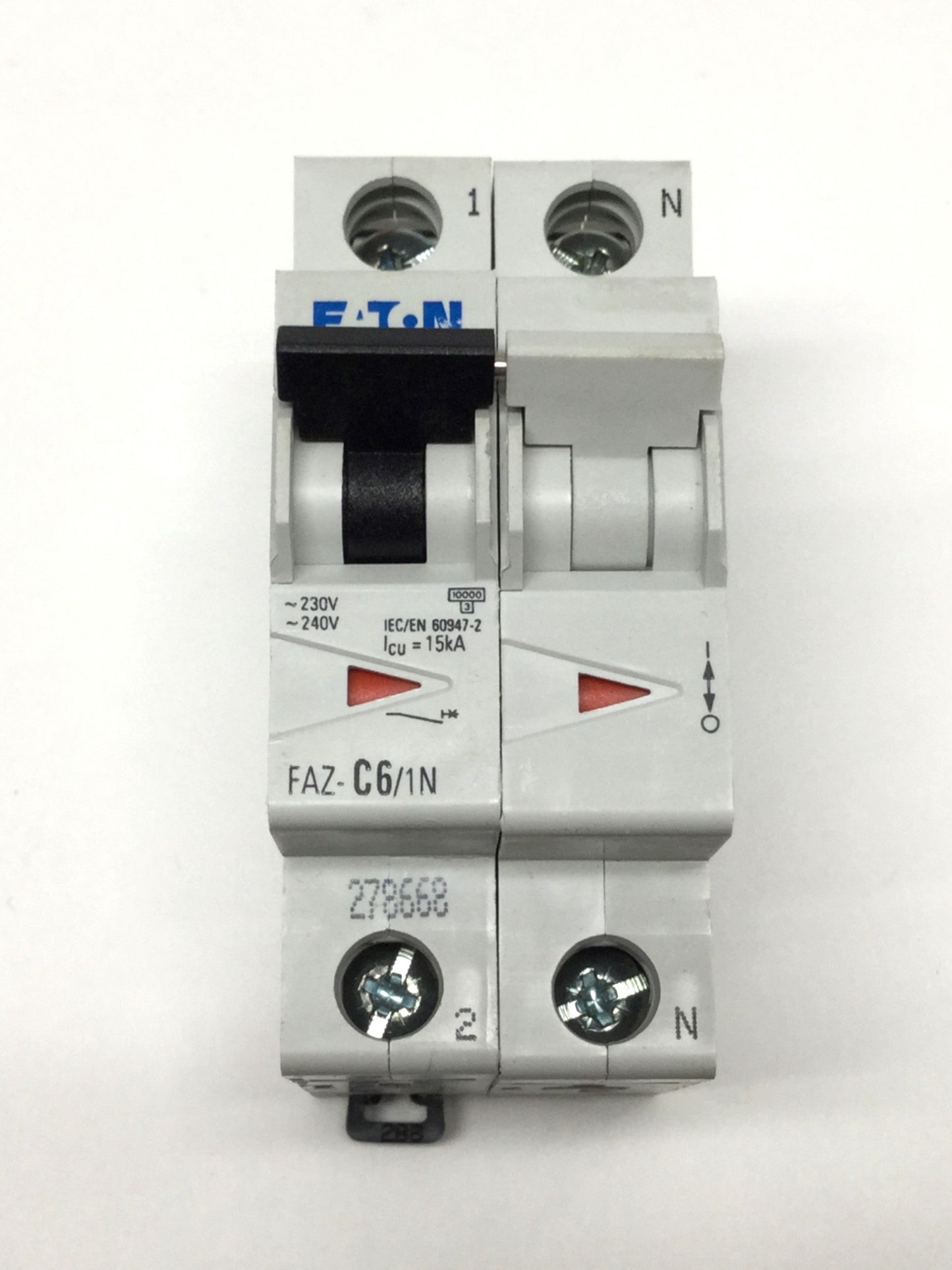 Used Eaton FAZ-C6/1N Circuit Breaker 1-Pole + Neutral, 6A 240VAC / 60VDC, C-Curve