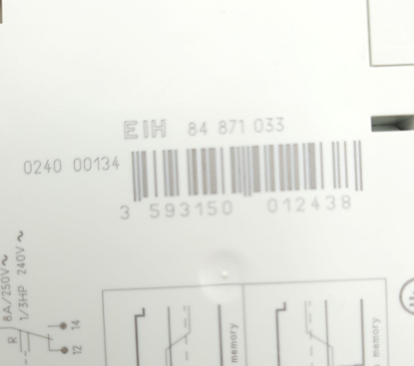 Used Crouzet EIH 84 871 033 Control Relay SPDT 0.1-10A, 100mA, 120VAC, 3VA DIN Rail