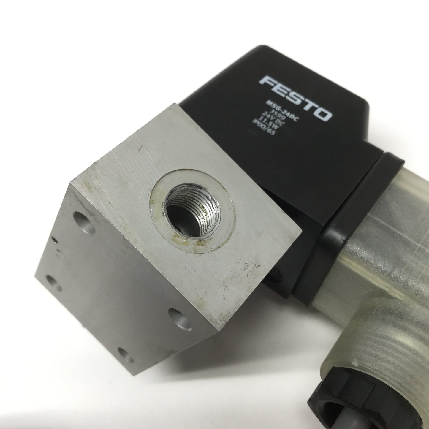 Used Festo MCH-3-1/8 2199 Solenoid Valve, 3-Way 2-Pos, 24VDC, G1/8 Ports, 105psi