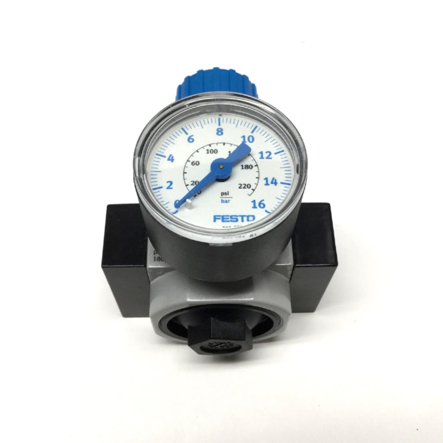 Used Festo LR-1/4-D-MINI Air Pressure Regulator G1/4, 0.5-12 bar Set Range w/Gauge