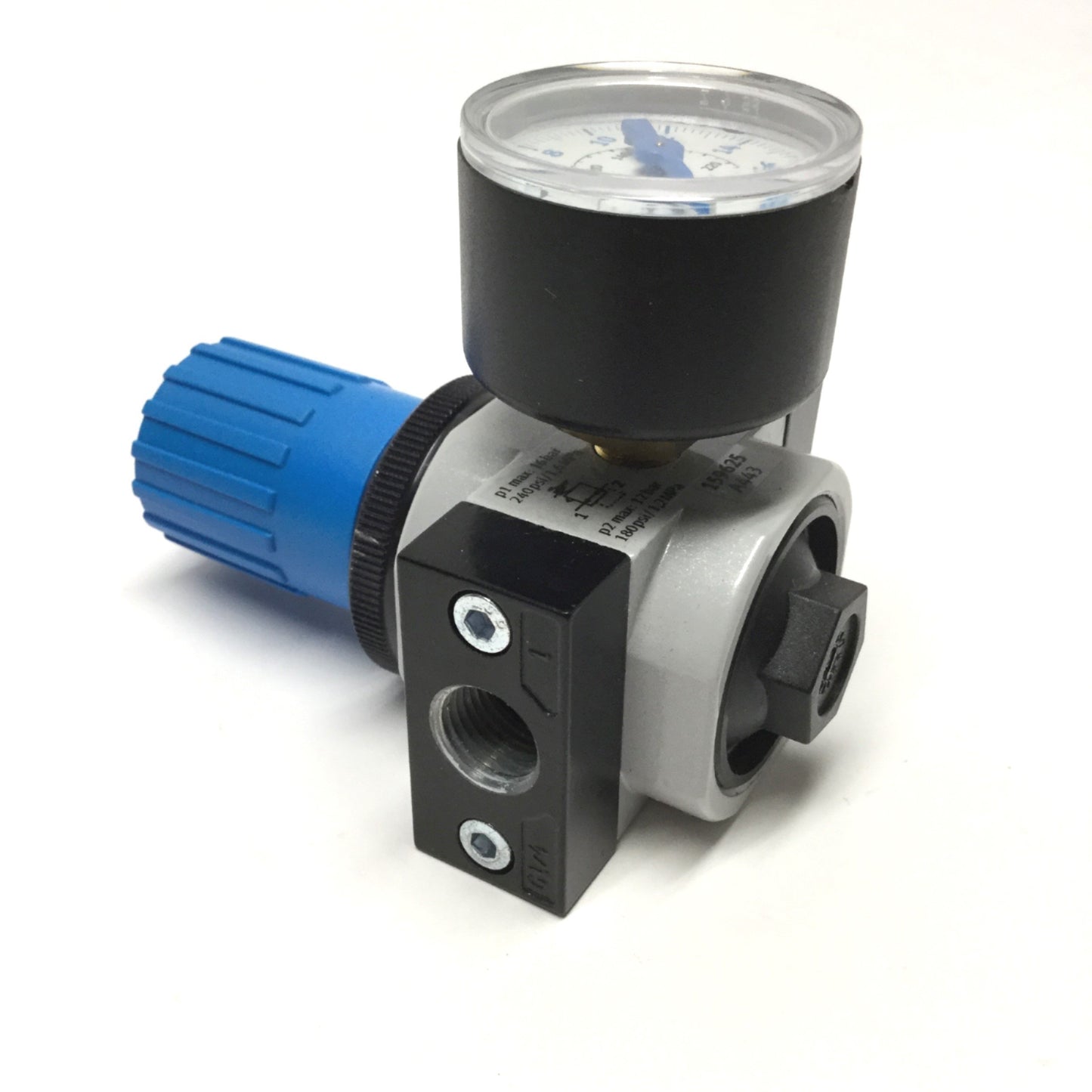 Used Festo LR-1/4-D-MINI Air Pressure Regulator G1/4, 0.5-12 bar Set Range w/Gauge