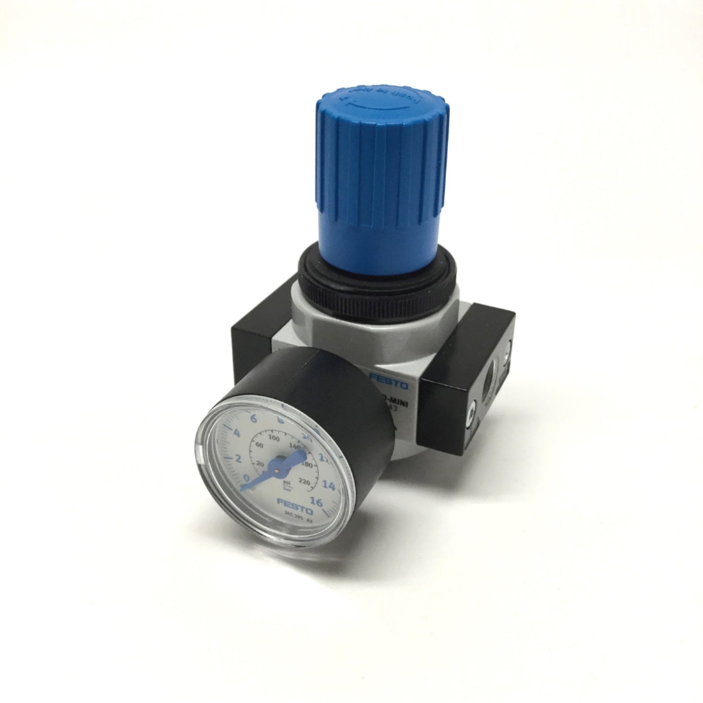 Used Festo LR-1/4-D-MINI Air Pressure Regulator G1/4, 0.5-12 bar Set Range w/Gauge