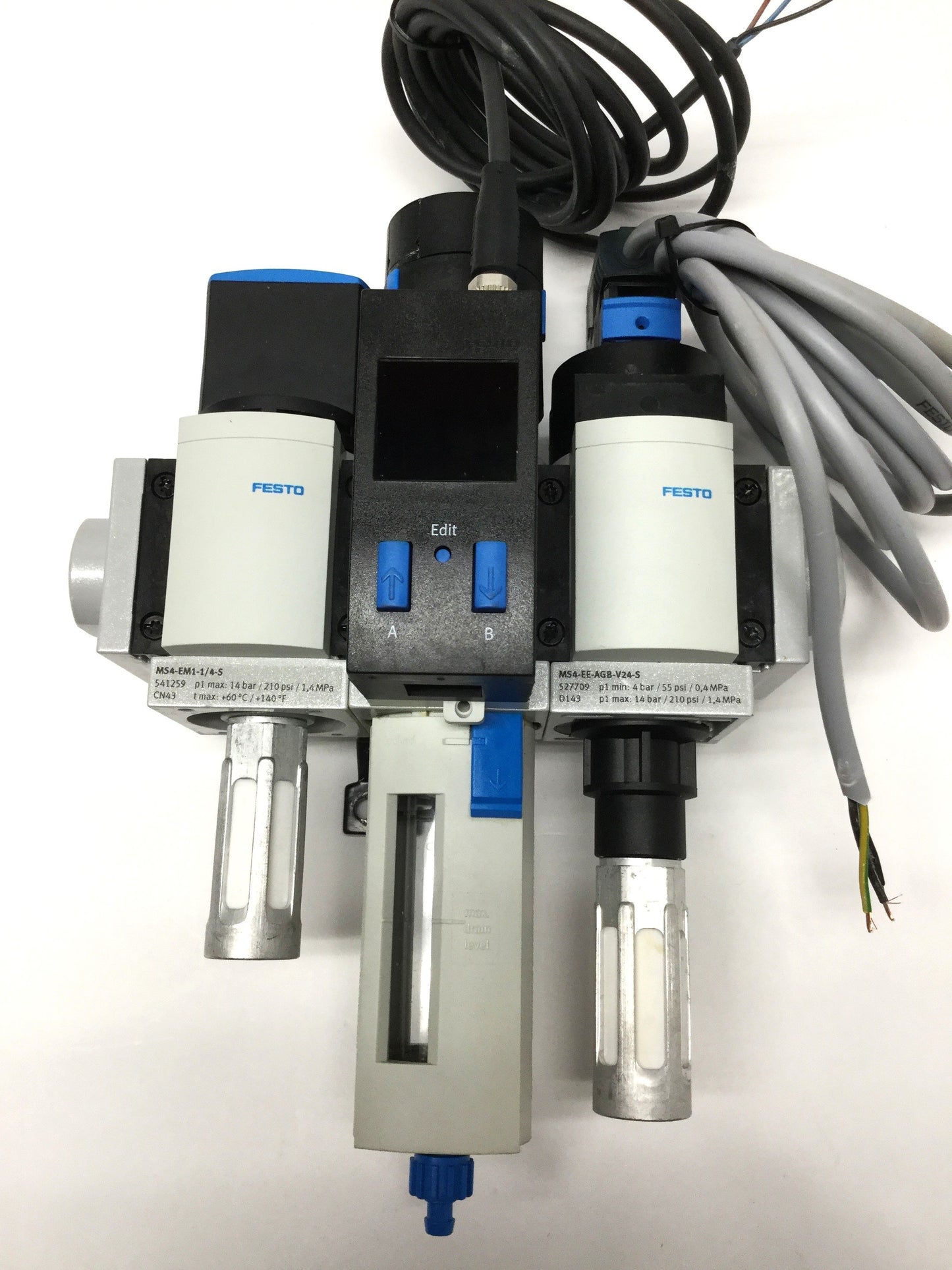 Used Festo MS4 Filter/Regulator w/ Pressure Switch, Shut-Off & Soft Start Valve, G1/4