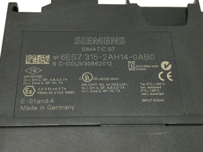 Used Siemens 6ES7 315-2AH14-0AB0 SIMATIC S7-300 CPU315-2DP Processing Unit 256KB