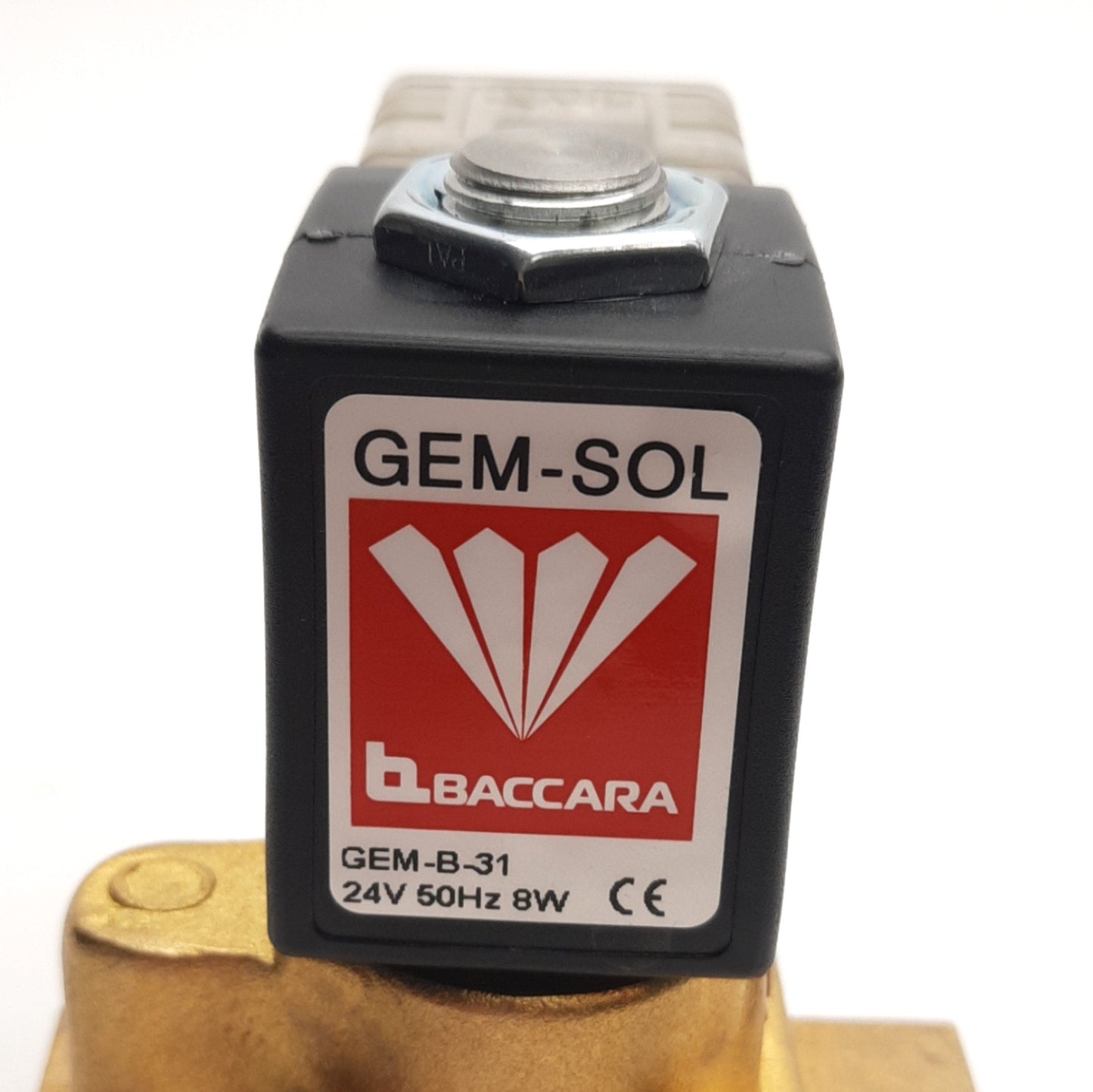Used GEM-SOL GEM-B-31 Solenoid With Brass Valve, 3/8" NPT, 24V AC 50Hz Coil