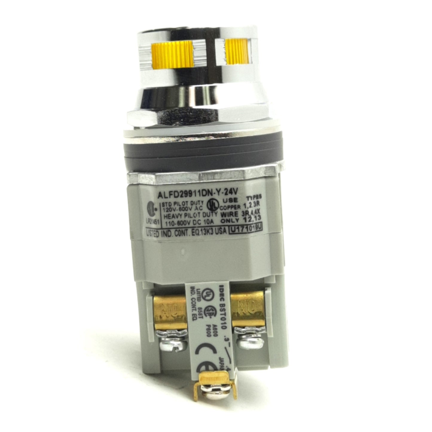 New IDEC ALFD29911DN-Y-24V 30mm Pushbutton Illuminated Yellow 600V 10A, 1NO-1NC