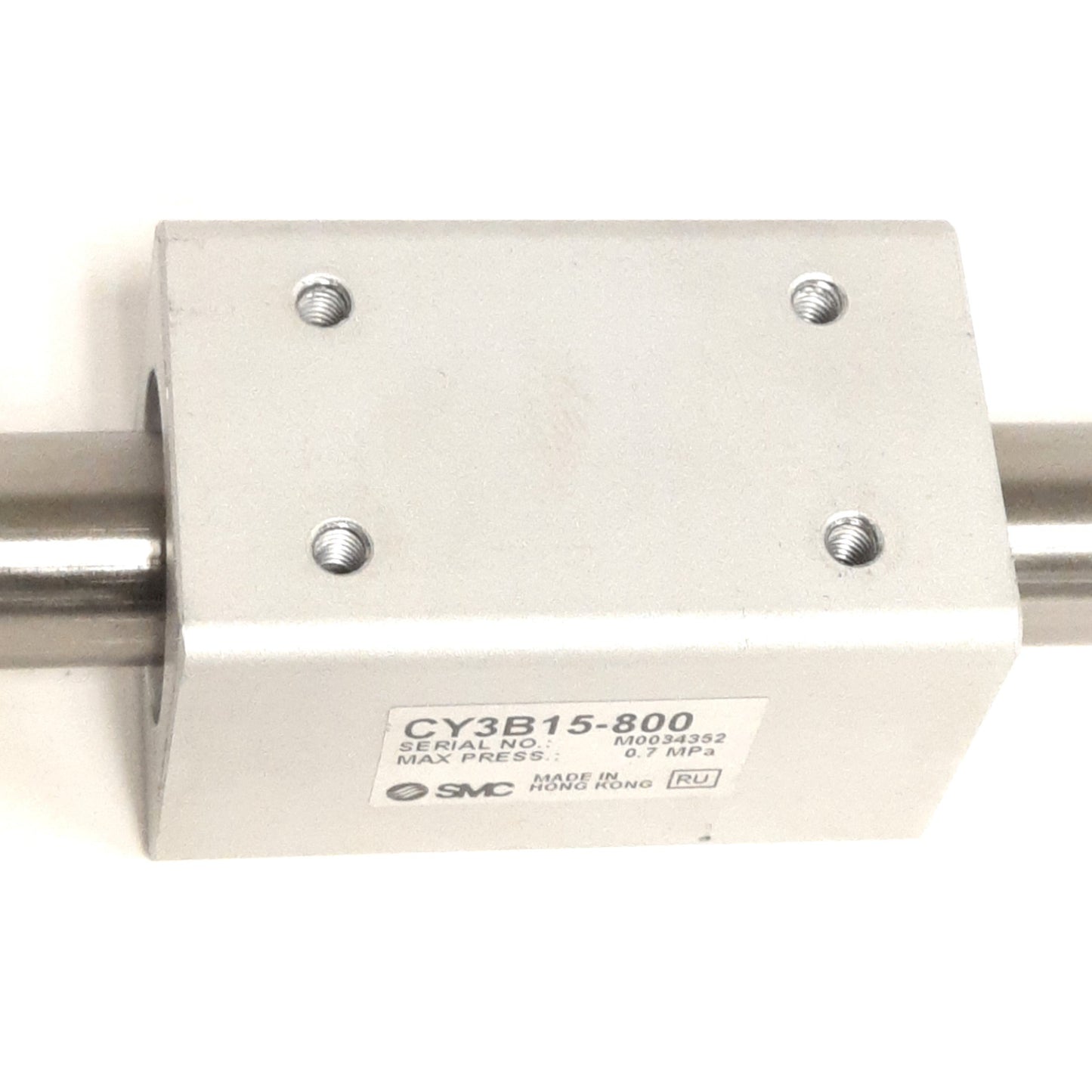 Used SMC CY3B15-800 Rodless Cylinder, 15mm Bore, 800mm Stroke, 0.7MPa, M5 x 0.8 Port