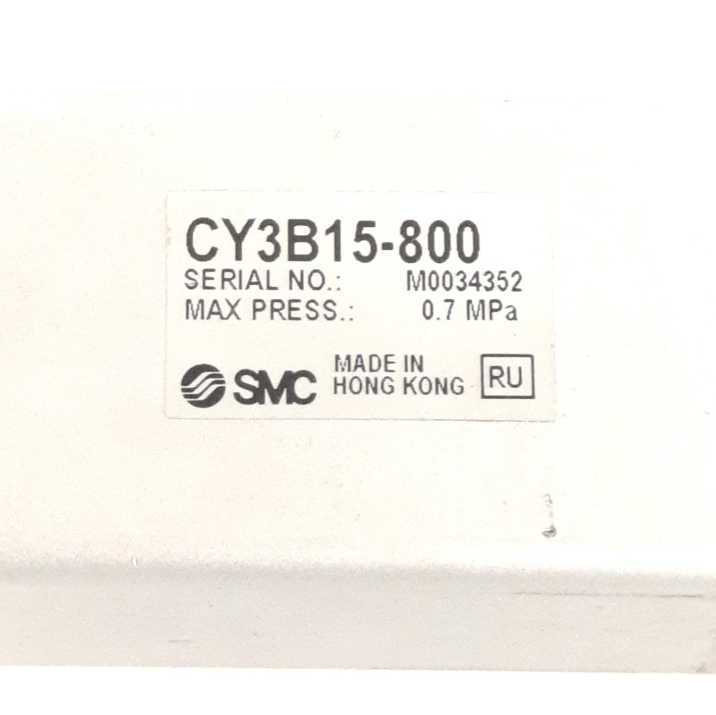 Used SMC CY3B15-800 Rodless Cylinder, 15mm Bore, 800mm Stroke, 0.7MPa, M5 x 0.8 Port