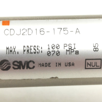 Used SMC CDJ2D16-175-A Double Acting Single Rod Cylinder, 175mm Stroke, 0.1-0.7MPa
