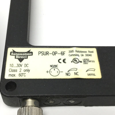 Used Automation Direct PSUR-0P-6F Photoelectric Fork Sensor Thru-Beam 80mm Slot PNP