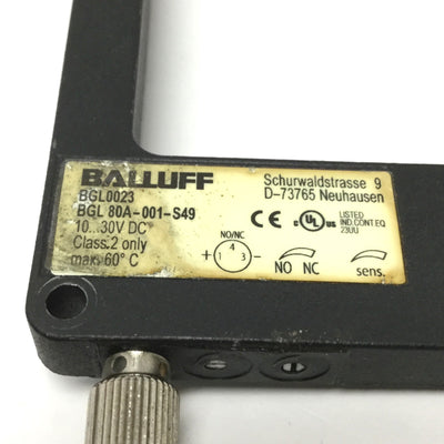 Used Balluff BGL0023 Photoelectric Fork Sensor Thru-Beam 80mm Slot, 10-30VDC, PNP