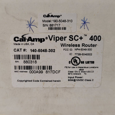 New CalAmp 140-5048-302 Viper SC+ 400 Wireless Router, 406.1-470MHz UHF, 128kbps