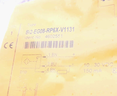 New Turck Bi2-EG08-RP6X-V1131 Inductive Proximity Sensor 2mm 10-30VDC, PNP, 3-Pin