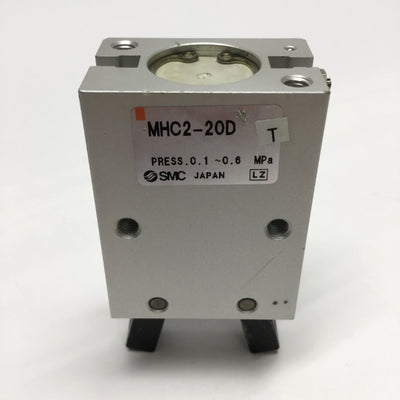 Used SMC MHC2-20D Angular 2-Jaw Pneumatic Air Gripper Double-Acting Ø20mm Bore