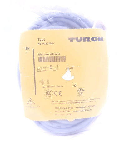 Turck Ni8-M18E-AD4X Inductive Proximity Sensor N.O. 8mm 10-65VDC M18 Thread