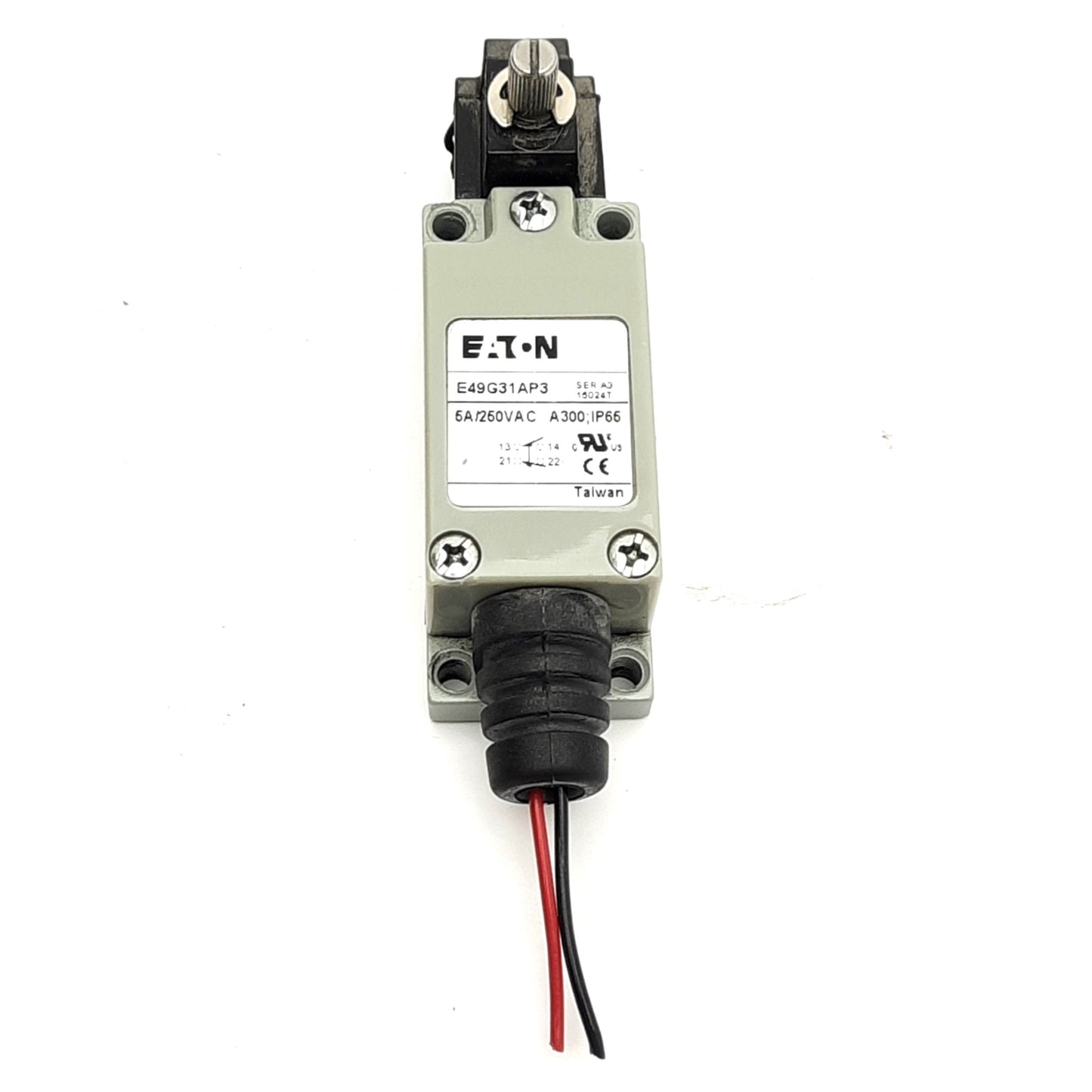 Used Eaton E49G31AP3 Compact Metal Limit Switch, 250VAC/30VDC 5A, 1 NO 1 NC