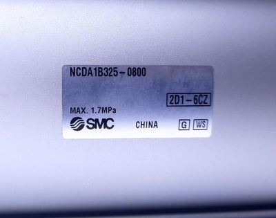 New SMC NCDA1B325-0800 Tie Rod Cylinder 3.25" Bore, 8" Stroke 50-500mm/Sec.