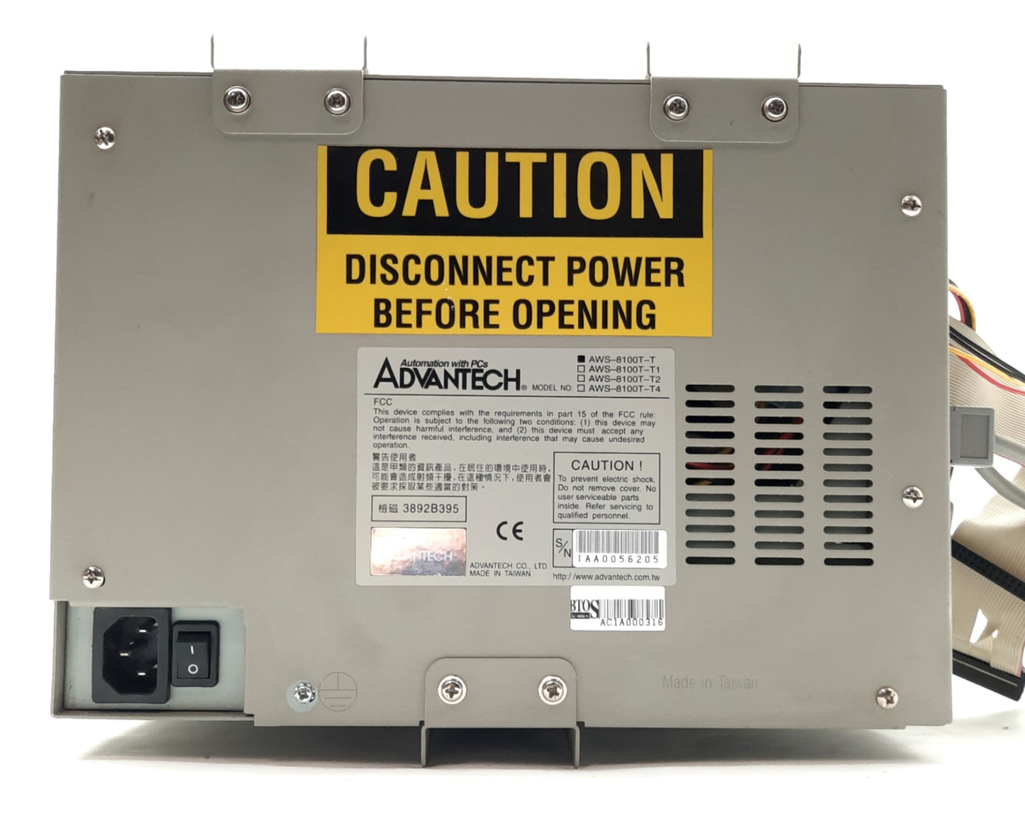 Used Advantech AWS-8100T-T Touch Panel PC 10.4" Intel MMX 266MHz 120-240VAC *No HDD*