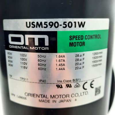 Oriental Motor USM590-501W Speed Control Motor, 90W, 110-115VAC, 1500rpm