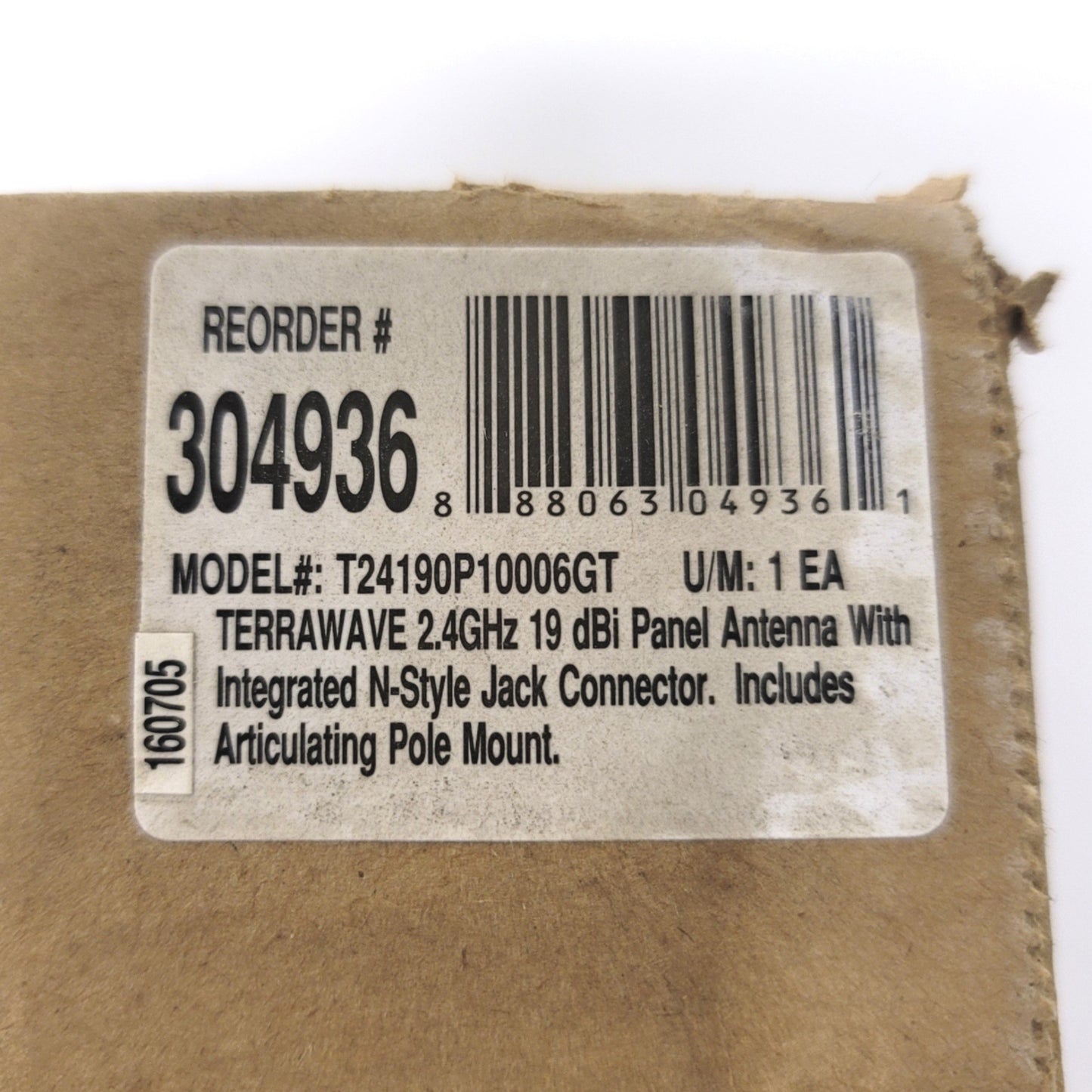 New TerraWave Solutions T24190P10006GT Panel Antenna With N-Style Jack 2.4GHz 19dBi