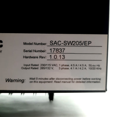 ORMEC SAC-SW205/EP Servo Drive 1-Axis 3A Pacer Encoder 1/3PH 115/230VAC