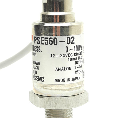 Used SMC PSE560-02 Remote Analog Pressure Sensor, 12-24VDC, R1/4 Port, 0-1MPa