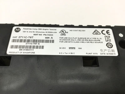 Used Allen Bradley 2711C-T6T PanelView C600 Touch Screen HMI Graphic Display 5.7" 24V