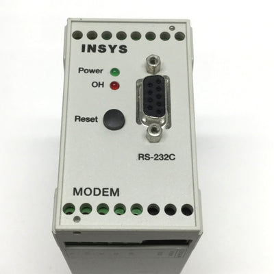 Insys Industrial DIN Rail Mount 56K Modem 9-Pin RS-232, RJ45, 10-80VDC