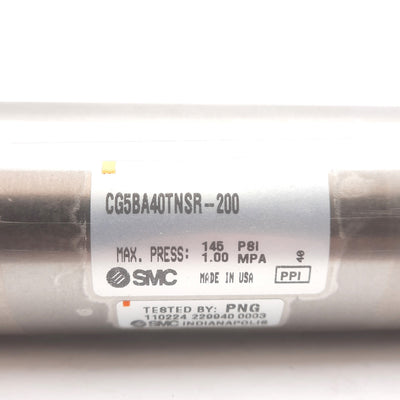 New – Open box SMC CG5BA40TNSR-200 Pneumatic Cylinder, Double Acting, 40mm Bore, 200mm Stroke