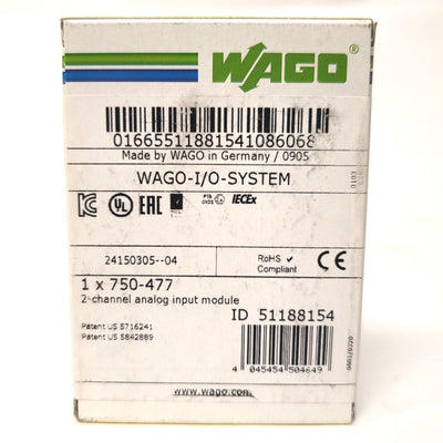 Wago 753-477 2-Channel Analog Input Module, 16 Bit, 0-10V AC/DV, Differential